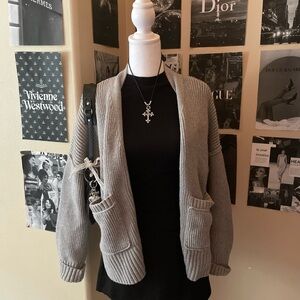 Abercrombie & Fitch Tan Open-Front Cardigan